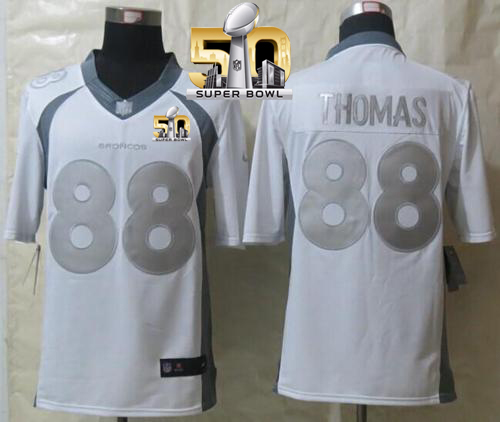 Nike Broncos #88 Demaryius Thomas White Super Bowl 50 Men's Stitched NFL Limited Platinum Jersey